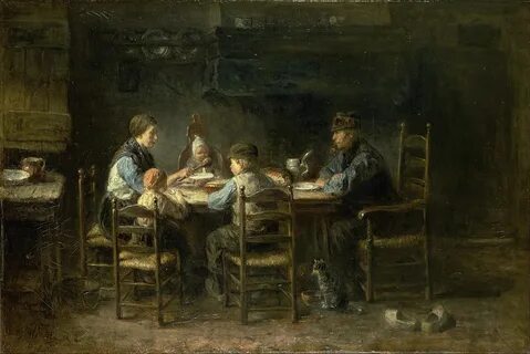 За столом сидели мужики и ели