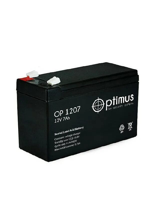 Dt 12v 7ah. Аккумулятор Optimus op 1207. Аккумуляторная батарея 12в, 7а/ч op 1207. Батарея аккумуляторная Optimus op 12-7. Батарея Optimus op1207 12v/7ah.