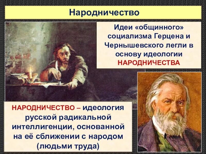 Идеи общинного социализма. Герцен народничество. Народников: Герцен/Чернышевский. Идеи народничества. Главная идея социалистов