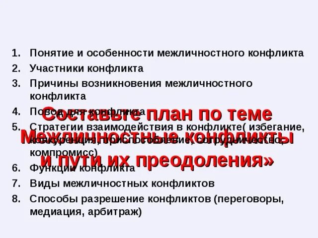 Межличностный конфликт 6 класс обществознание тест. Субъективные причины межличностных конфликтов. Участники межличностного конфликта. Специфика межличностного конфликта. Межличностный конфликт термины.