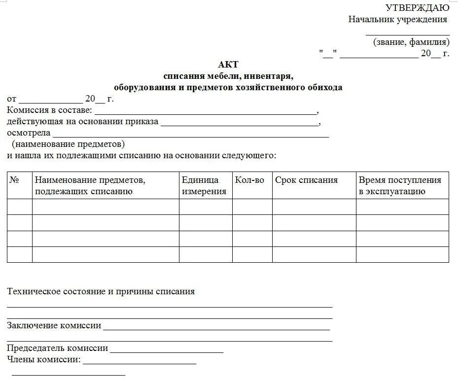 Акт списания 61н. Акт на списание техники образец заполнения. Образец актов на списание инвентаря и оборудования. Бланк списания оборудования. Акт списания оргтехники образец.