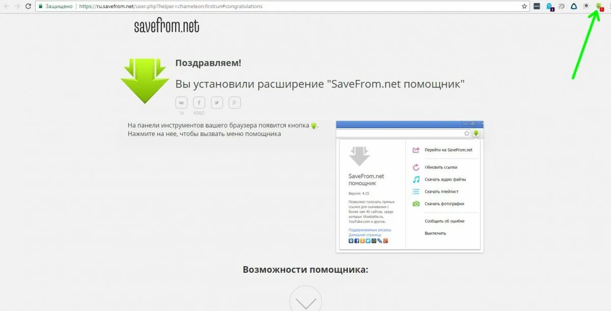 En extensions details savefromnet helper