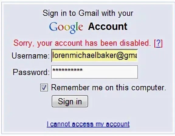 Account is disabled