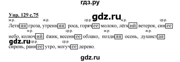 Русский язык 3 класс 1 часть упражнение 129. Русский язык 2 класс упражнение 129. Русский язык 3 класс 2 часть страница 75 упражнение 129. Упражнение по русскому языку 3 класса упражнение 129.