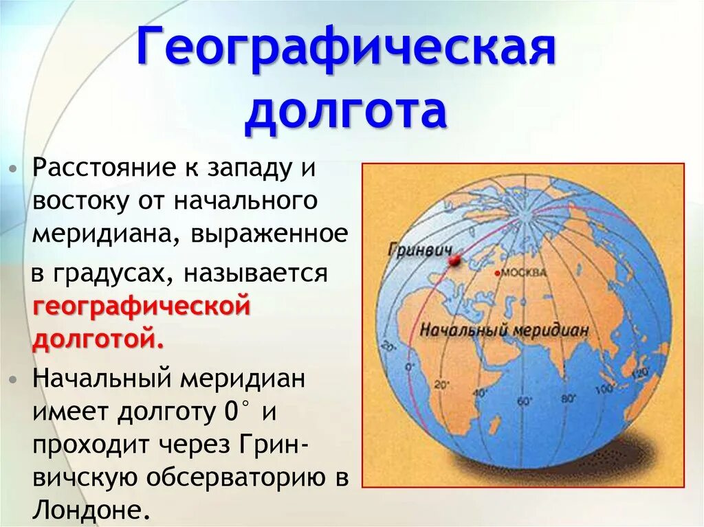 Как найти долготу