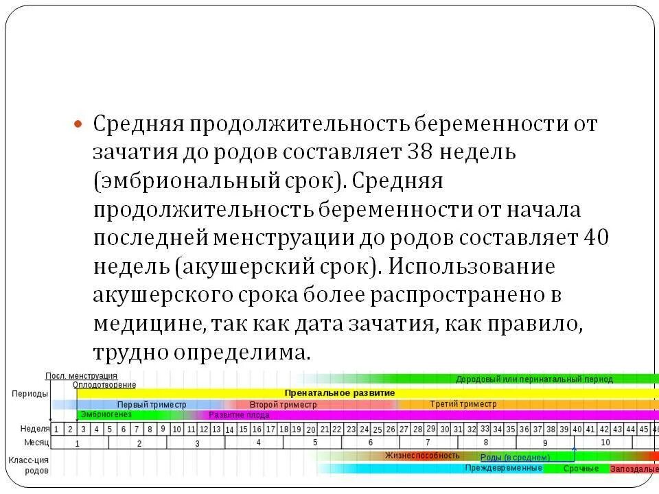 Акушерский срок и эмбриональный срок. Средняя Продолжительность беременности. Средний срок беременности. Длительность нормальной беременности.