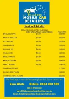 Detailing prices