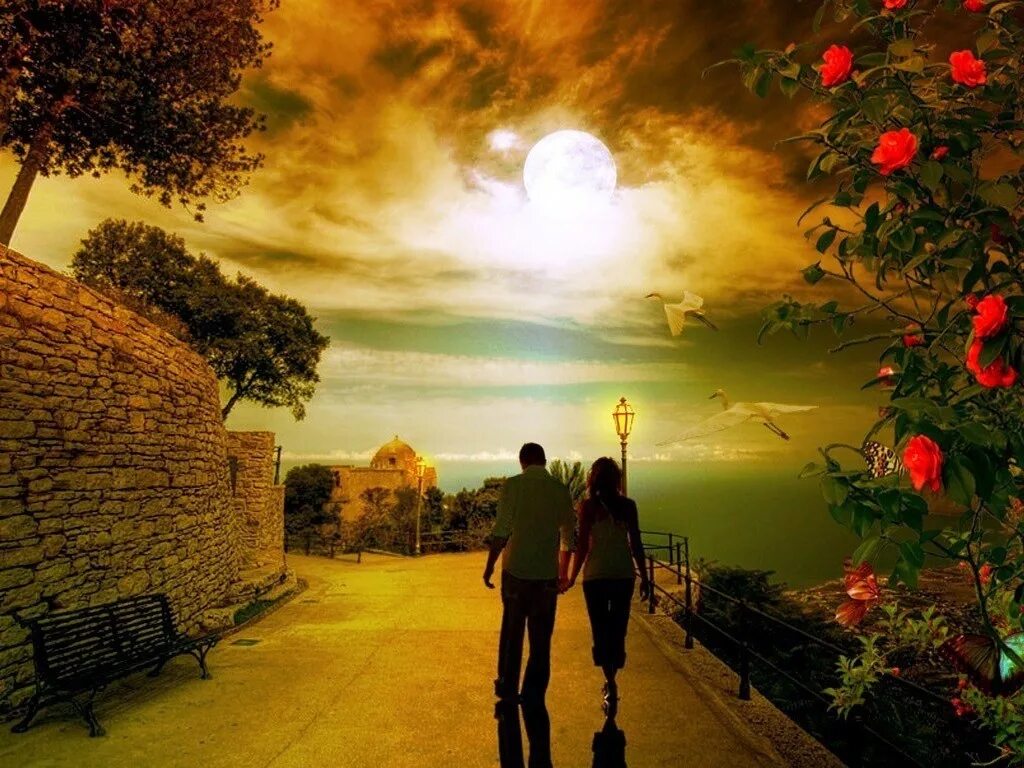 Романтическая прогулка. Встреча влюбленных. Вечерняя прогулка. Мир любви и романтики. Романтика это простыми