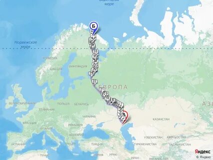 Астрахань мурманск расстояние
