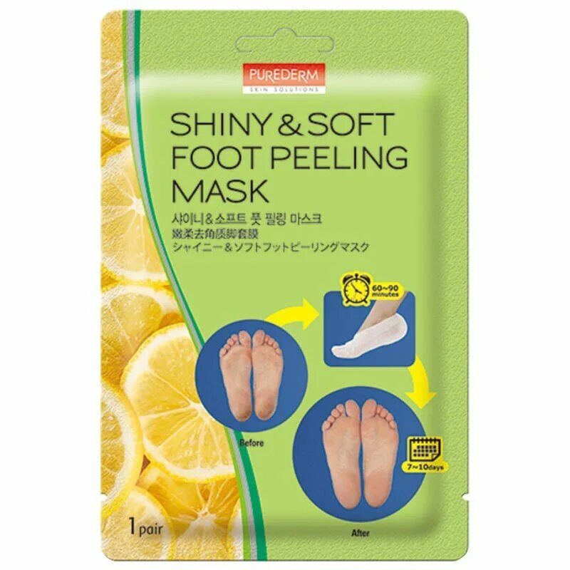 Маска-пилинг для ног Purederm shiny & Soft foot peeling Mask. Purederm пилинг-носочки shiny & Soft foot peeling Mask. Purederm Exfoliating foot Heel Mask пилинг маска для ног. Пилинг-маски для ног с ана-кислотами и комплексом трав "Prreti", 17 г x 1 пара.