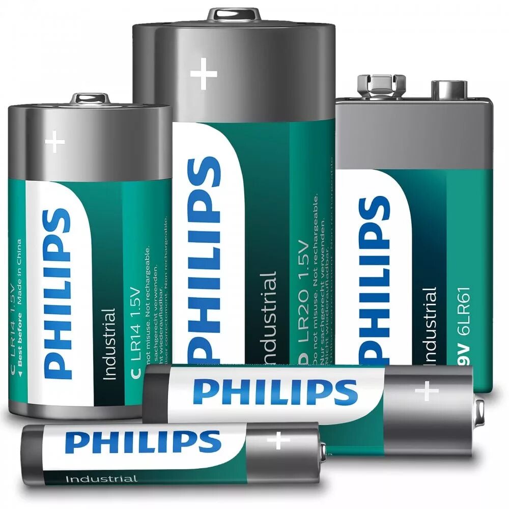 Revolta professional AA батарейки. Philips Alkaline Batteries. Батарейка Industrial 9v.