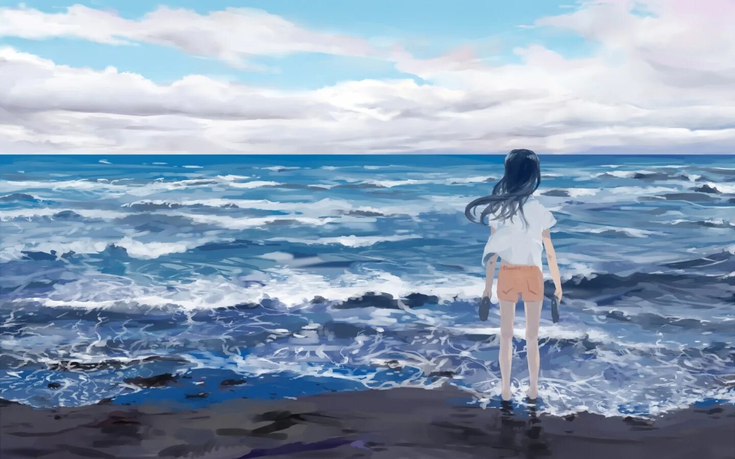 Девушка на берегу моря. Девушка и океан.