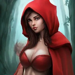 "Little red riding hood in a thong" - image created in Shedevrum.