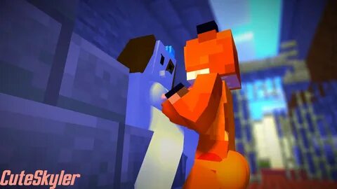 cuteskyler, minecraft, 3d, tagme, 2girls, anthro, big breasts, black eyes, ...