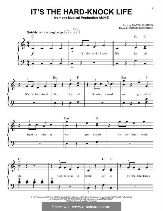 Hard knock life. Its the hard Knock Life Ноты. It's the hard-Knock Life (from Annie) Ноты. Merry go Round Ноты для фортепиано. Мюзикл Энни Ноты.