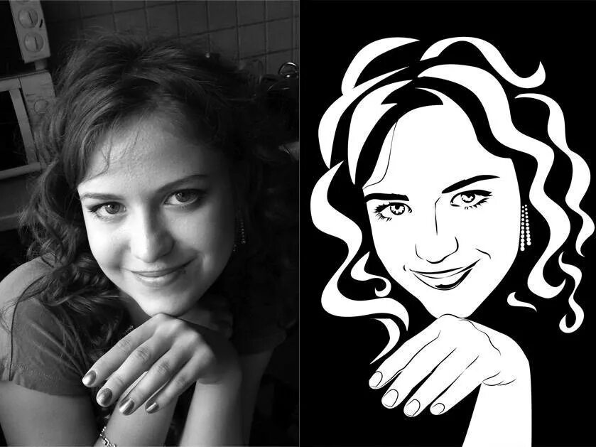 Портрет силуэт. Трафаретный портрет. Сделать фотографию векторной. Pop art portrait анджелина джоли. Сделать фотографию векторной.