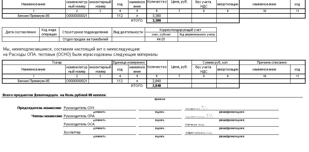 Требования накладная списание