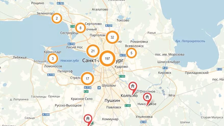 Новостройки санкт петербурга от застройщика на карте