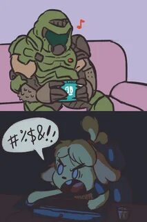 Doomguy and Isabelle.