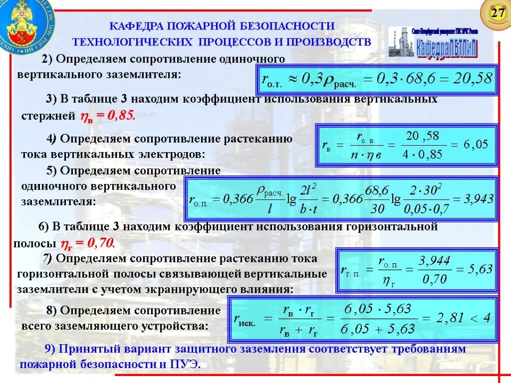 Сопротивление одиночного заземлителя. Сопротивление растеканию тока одиночного вертикального заземлителя. расчет одиночного заземлителя. коэффициент использования заземления.