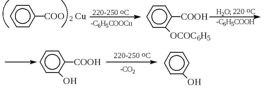 Из фенола бензойную кислоту. Бензойная кислота и медь. Получение бензойной кислоты из фенола. Фенол бензойная кислота.