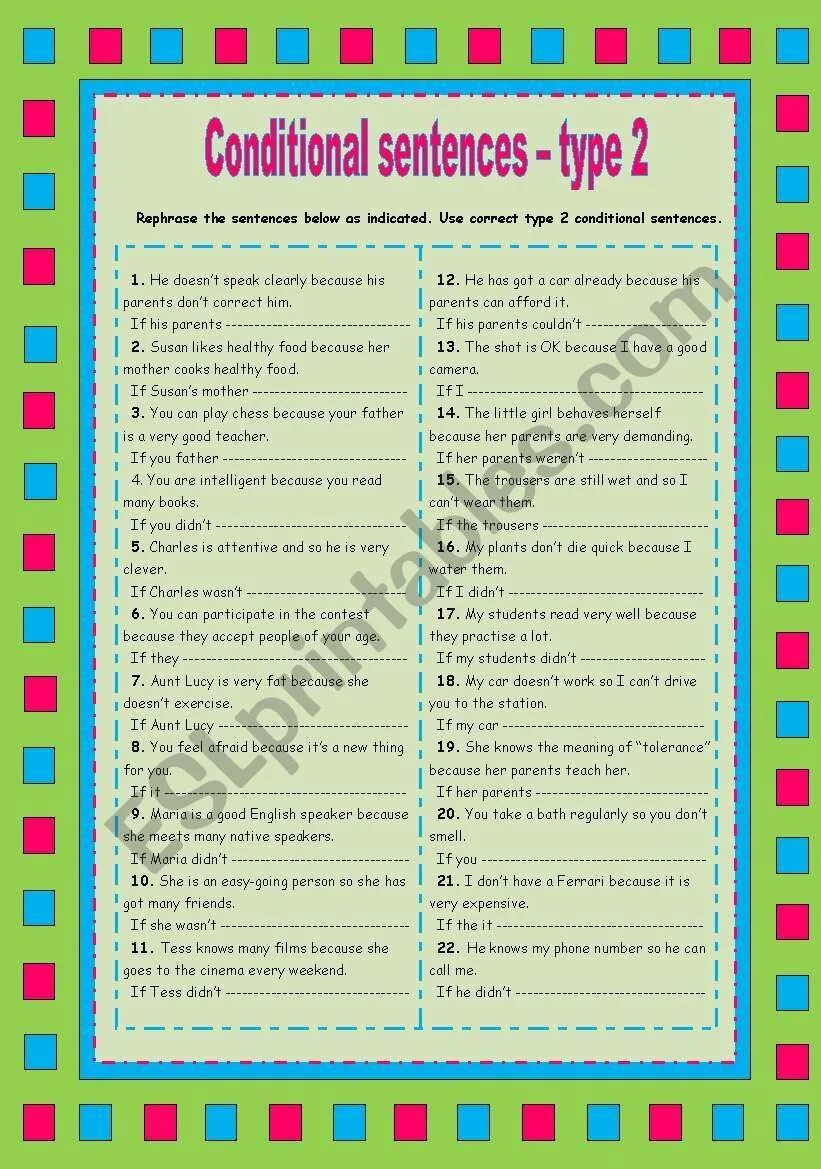 Rephrase the sentences. Conditional sentences Type 2. Conditional sentences упражнения. Conditionals Type 2 exercises. Rephrasing sentences.