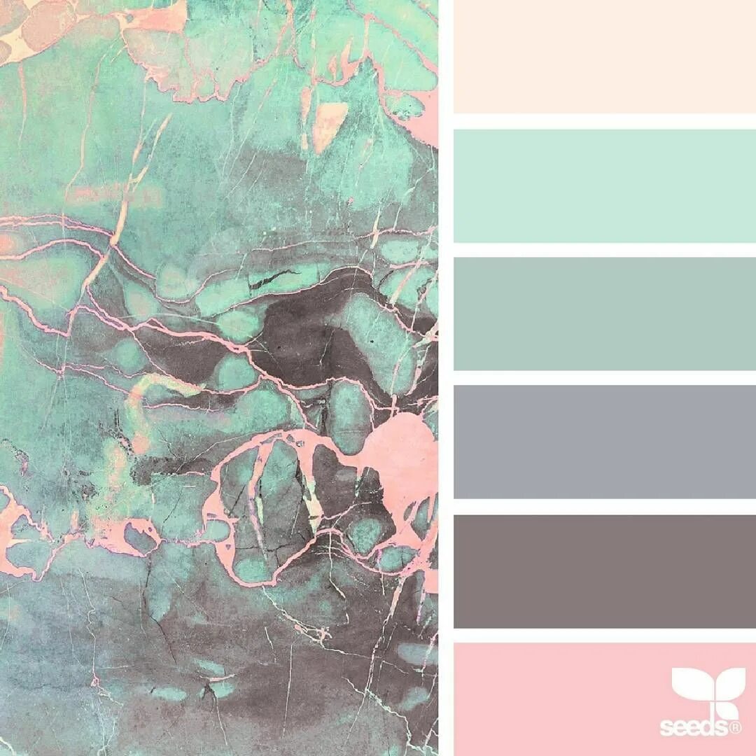 Сочетание цветов серый зеленый розовый Color Palette #2784 Палитра, Комбинированные цвета, Цветовые палитры