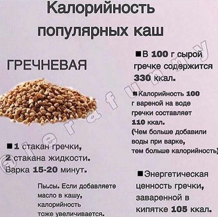 Сколько углеводов в гречке на воде. Сколкьоткадорийтв гречке. сколько калорий в гренкке. памятка по кашам. гречка вареная ккал.