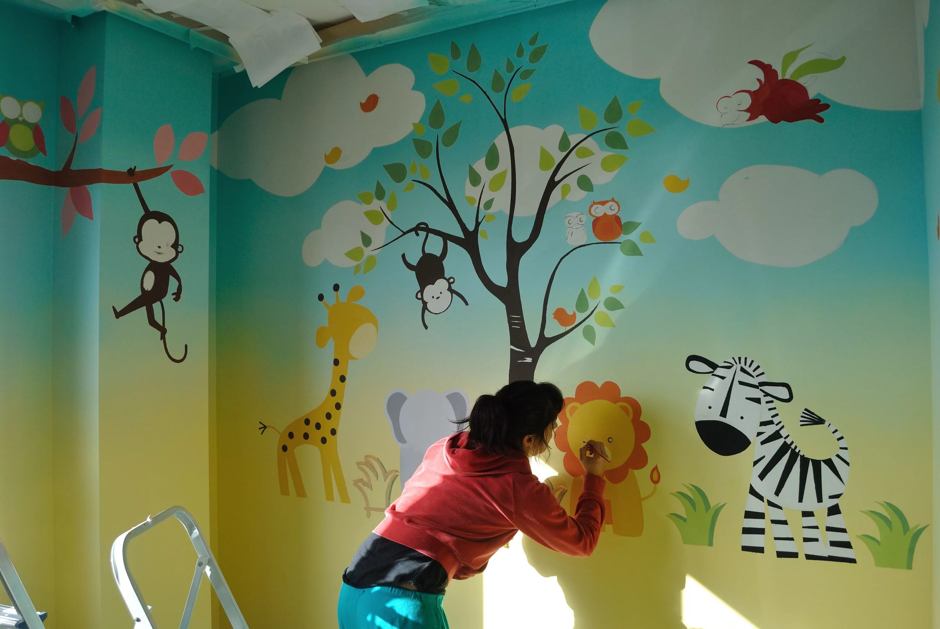 More Day Care Murals Cartoon Park Mural Ellen Leigh Kids room murals, Playroom m
