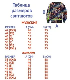 Размерная сетка кофт