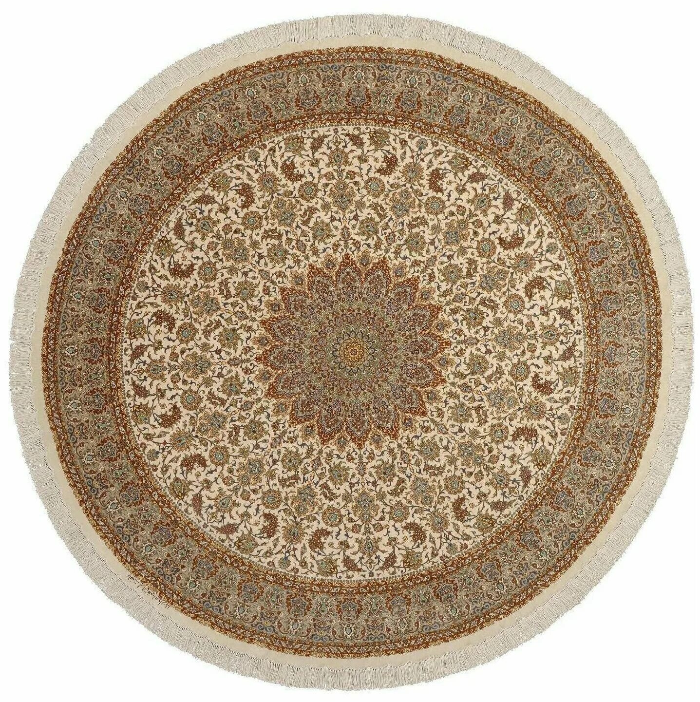 Ковер круглый 2х2 Шахерезада. Иранский ковёр из шёлка «Qom» 9-773-Movassaghi-ir 540 x 800 см. Ковер шелковый круглый 3х3м. Ковер круглый.