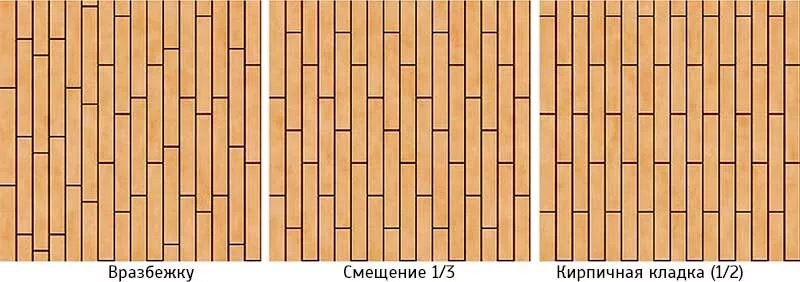 Палубная укладка ламината 1/3. Укладка ламината со смещением 1/2. Укладка ламината вразбежку. Раскладка со смещением 1/3. Раскладка доски