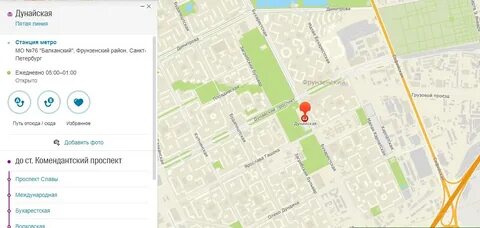 Дунайский проспект на картах