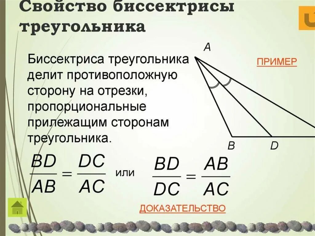 Высота делит противоположную сторону. Свойство биссектрисы треугольника. Свойство биссектрисы треугольни. Свойство биссектрисы угла треугольника. Биссектриса треугольника делит противоположную сторону.