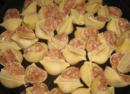 Ракушки с фаршем на сковороде