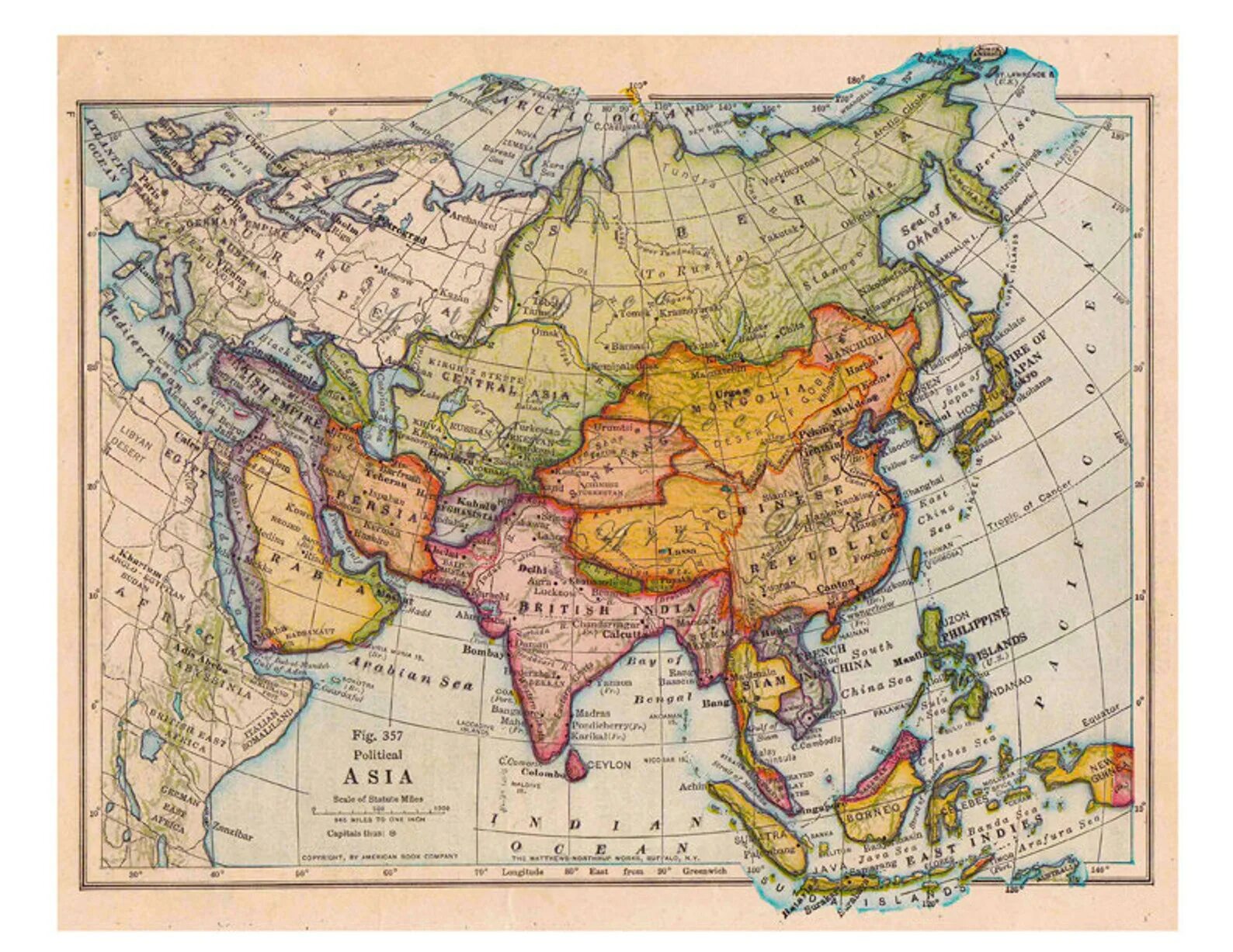 Политическая карта Азии. Старинные карты Азии. Карта Азии 1920 года. Старые карты Азии.