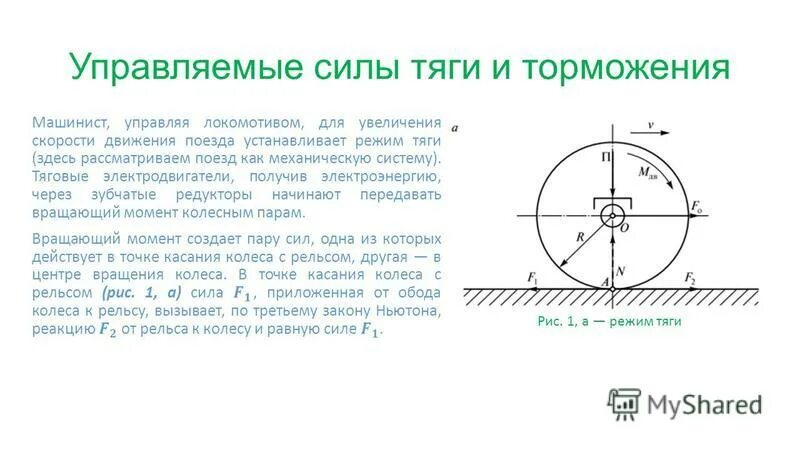 Торможение автомобиля сила трения. Формула силы движения автомобиля. Схема образования силы тяги. Силы действующие на поезд схема. Сила тяги при торможении.