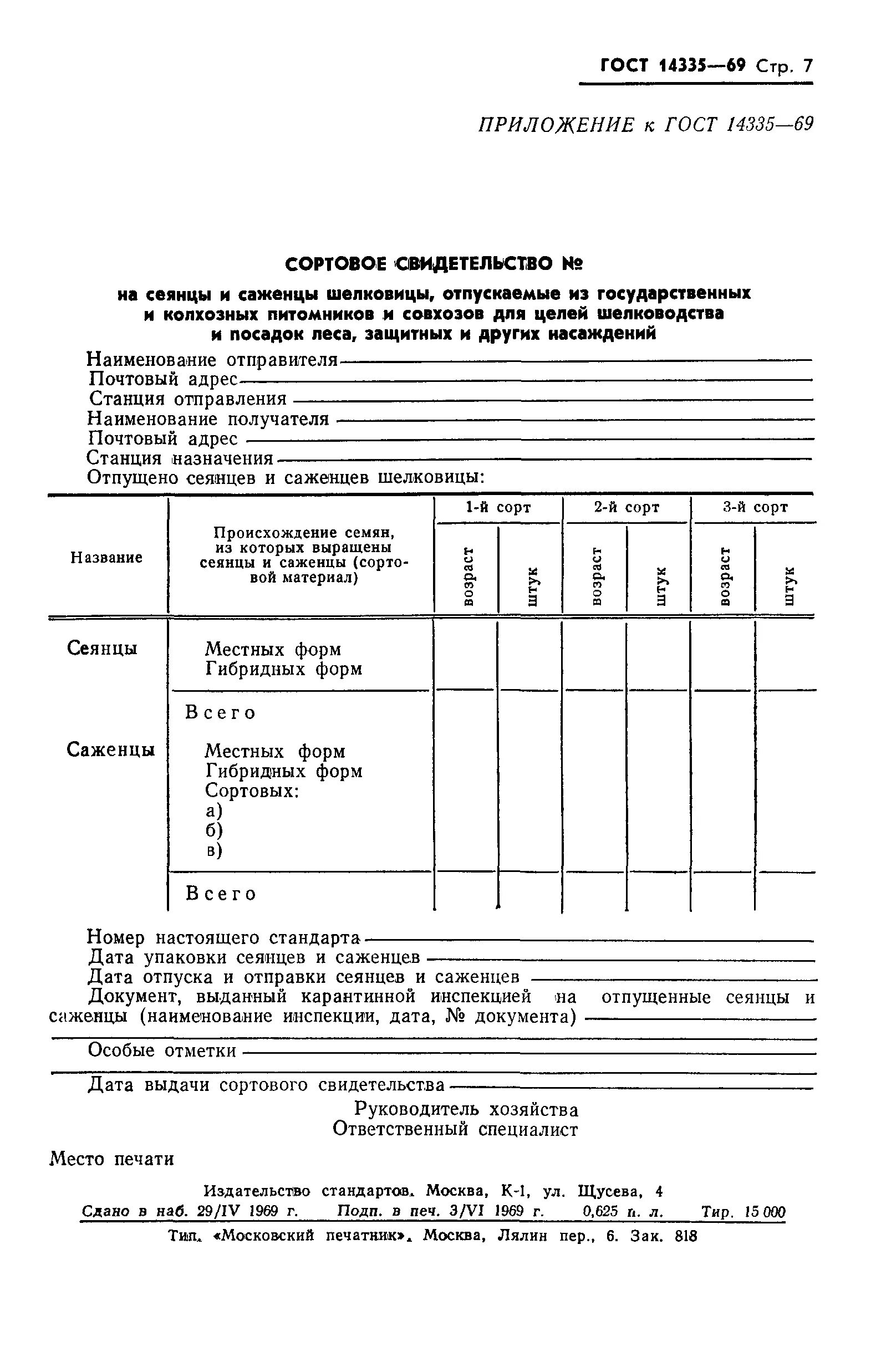 Стандарты посадочного материала