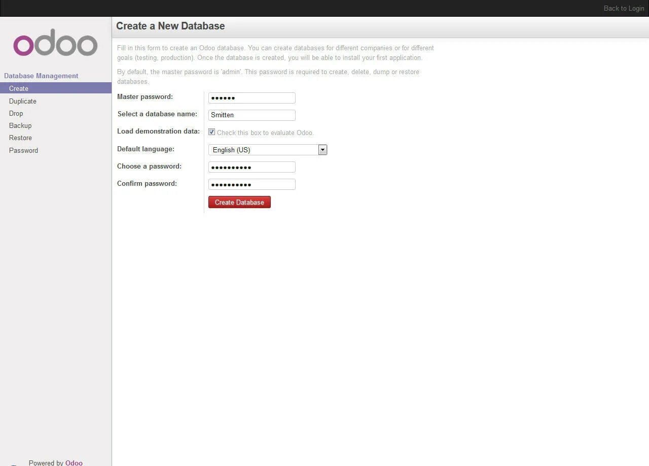 Odoo. Odoo установка русский. Backup login. Delete Dump. Chosen password