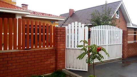 Забор штакетник металлический ворота и калитка