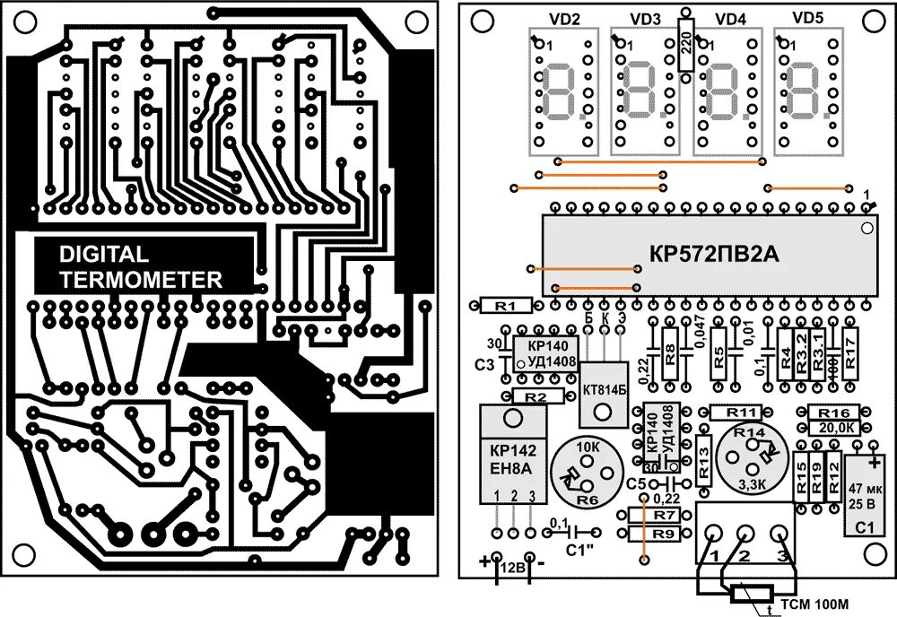 цифровой термометр схема