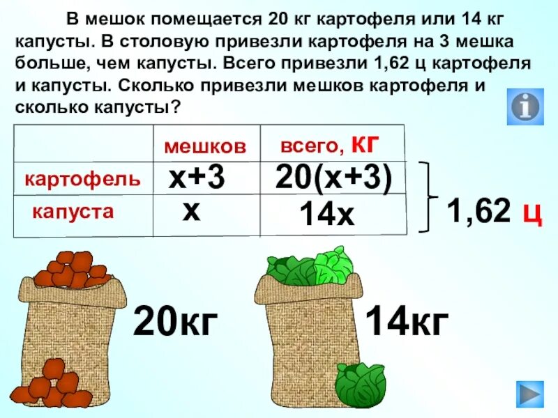 Сколько картофеля в 1 мешке