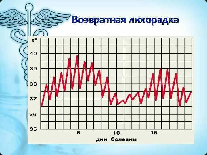 Лихорадка через день. Возвратная лихорадка температурная кривая. возвратная температура кривая лихорадка. возвратная периодическая лихорадка. возвратная лихорадка (febris recurrens).