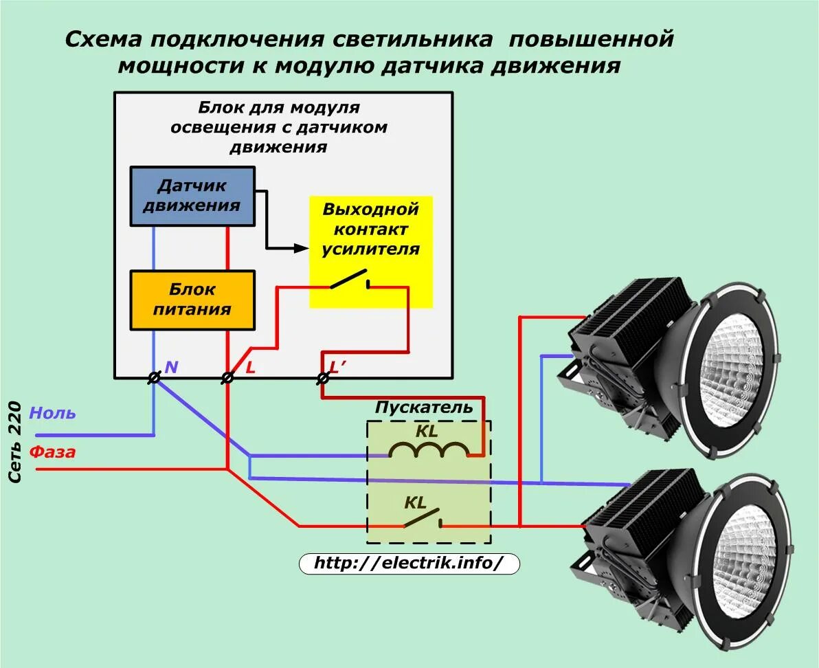 Как подключить датчик движения к прожектору - ElectricX.ru