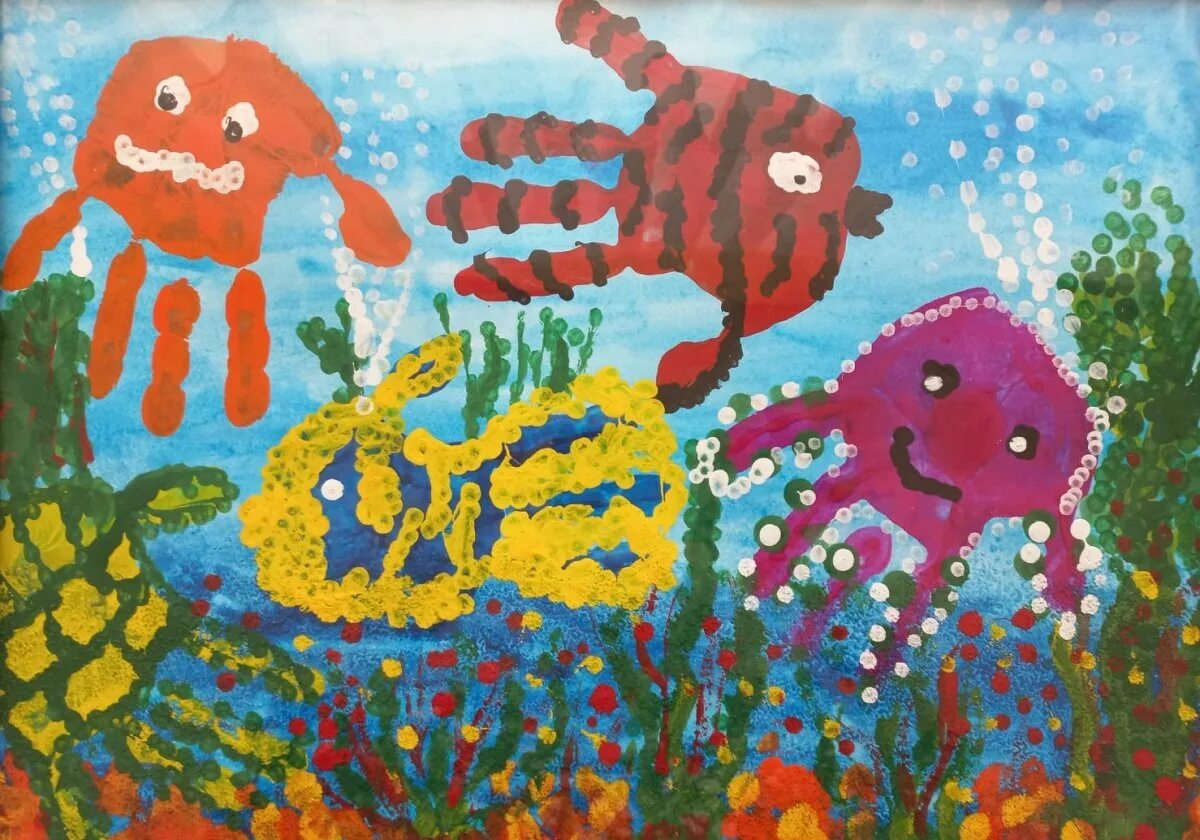 Рисование подводный мир. Подводный мир глазами детей. Рисунок на тему подводный мир. Рисование на тему подводный мир. Занятие на тему морские обитатели