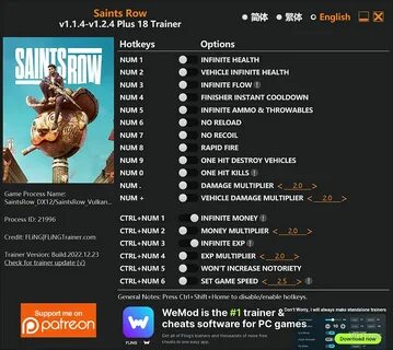 Saints row трейнер