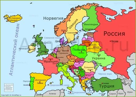 Столицы стран европы карта