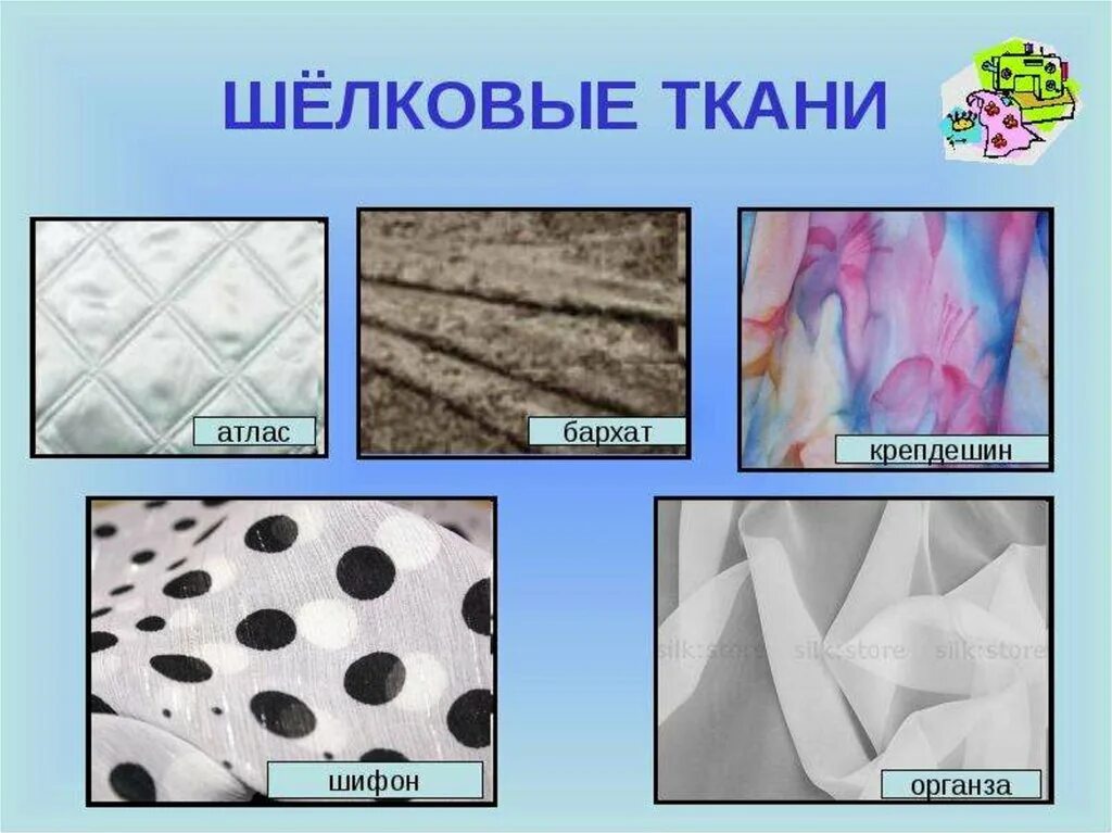 Какие бывают ткани 2 класс технология. Виды тканей. Виды шелковых тканей. Название тканей. Шелковые ткани названия.