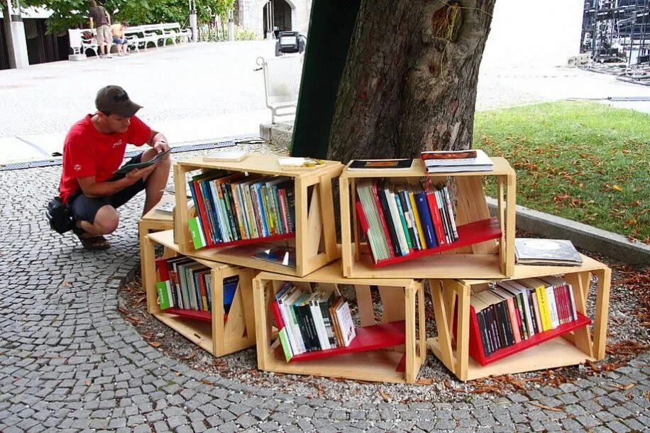Работа библиотеки на улице. Рон Хорнбекер буккроссинг. Уличная библиотека. Библиотека на улице. Уличный книжный шкаф.