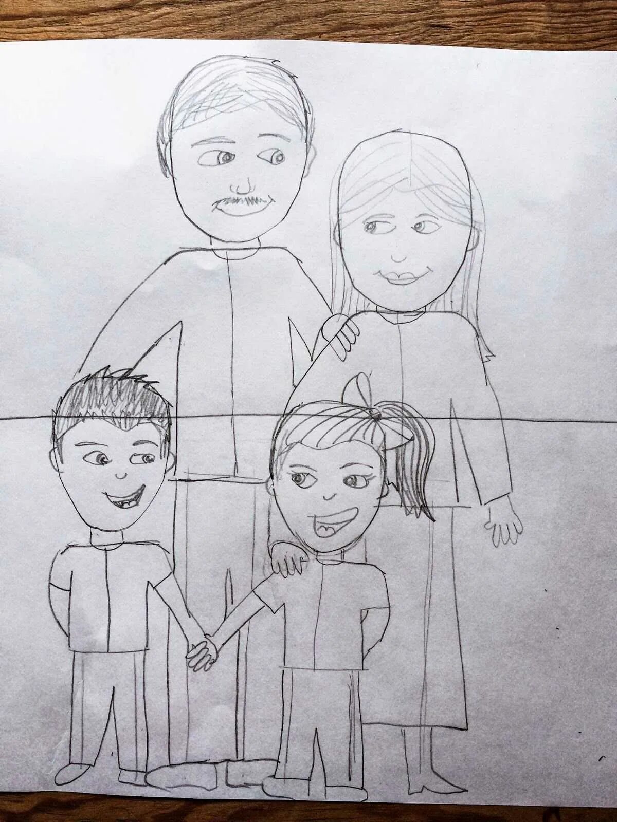 Поэтапно папу. Семья рисунок. Семья рисунок карандашом. Детские рисунки семьи карандашом. Портрет семьи легкий.